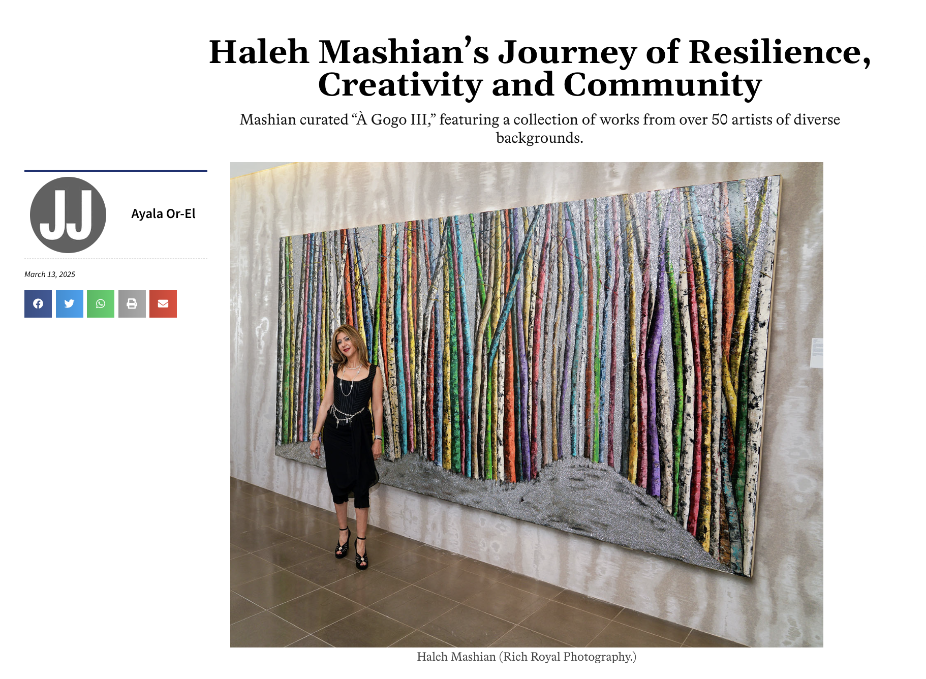 Haleh Mashian Profiled in Jewish Journal for Visionary Leadership and Creative Resilience