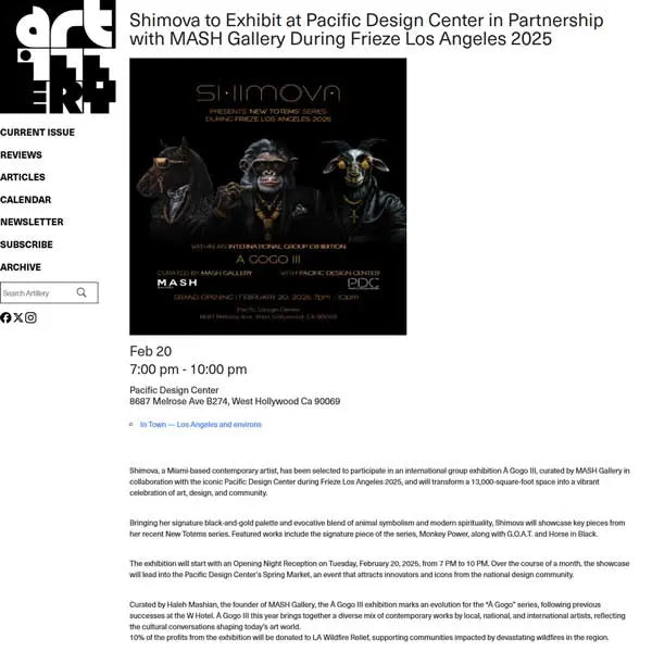 Shimova Featured in À Gogo III at Pacific Design Center During Frieze LA 2025