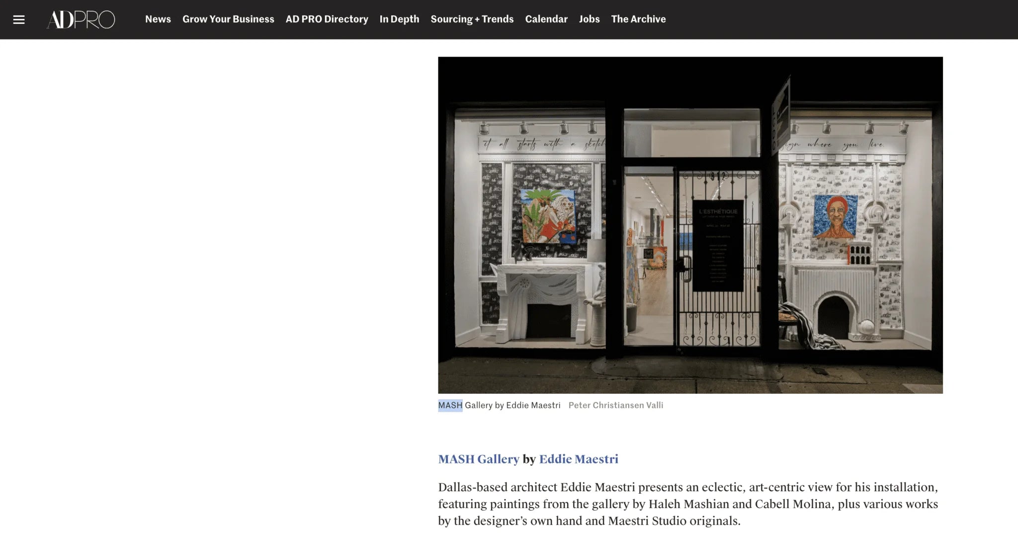 MASH Gallery window design featured in Architectural Digest! Discover now..