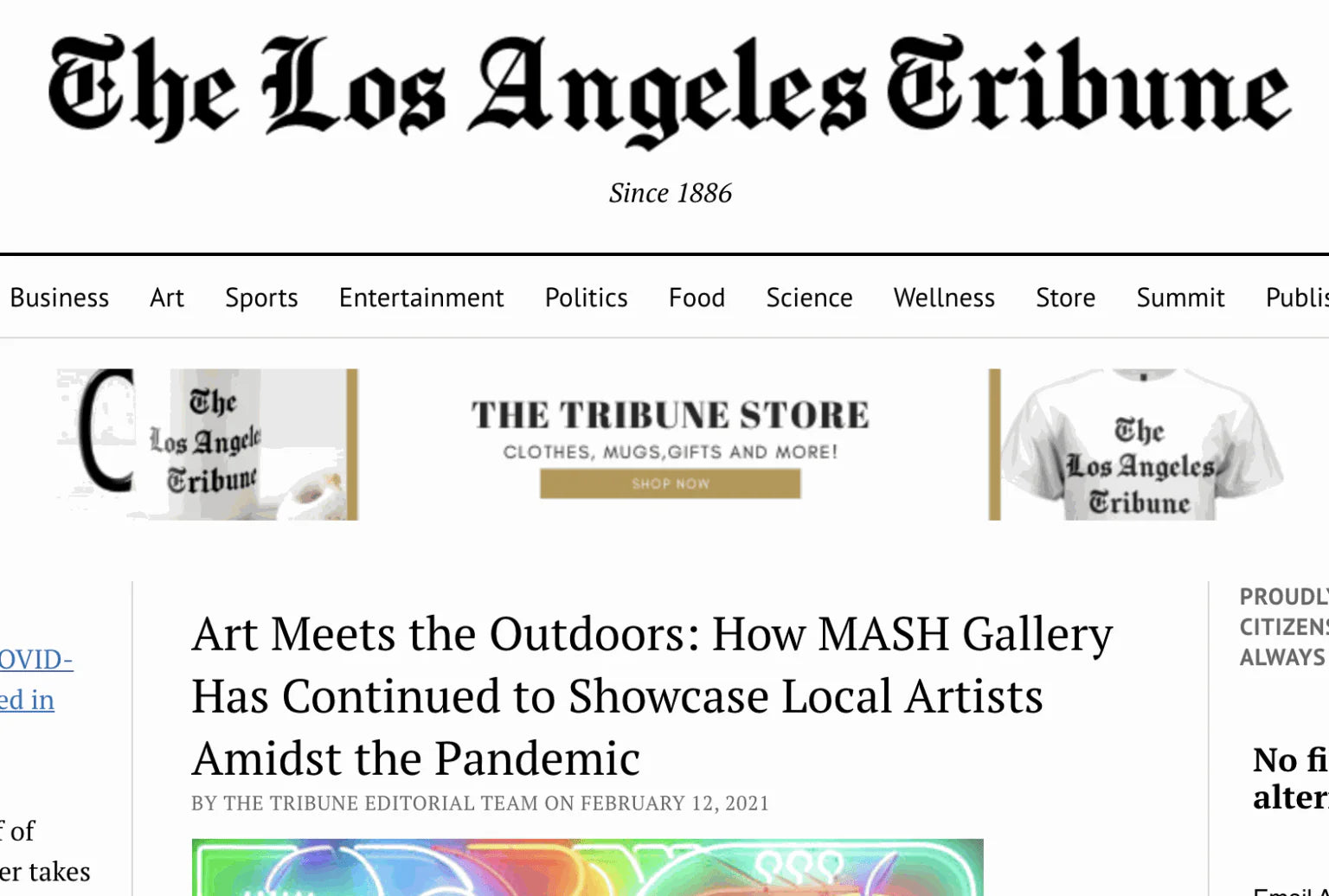 MASH Gallery Feature in the LA Tribune