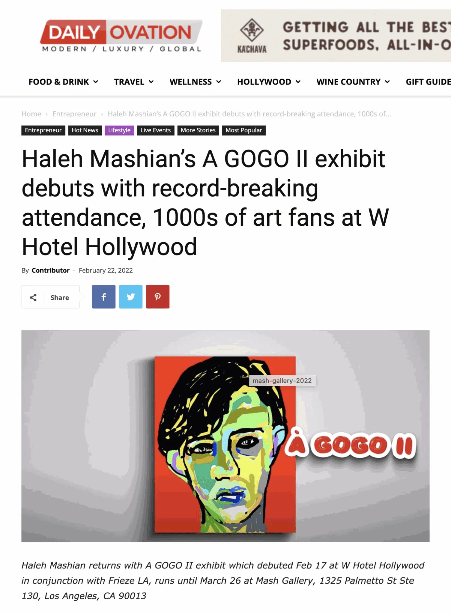 Haleh Mashian’s A GOGO II exhibit debuts with record-breaking attendance, 1000s of art fans at W Hotel Hollywood