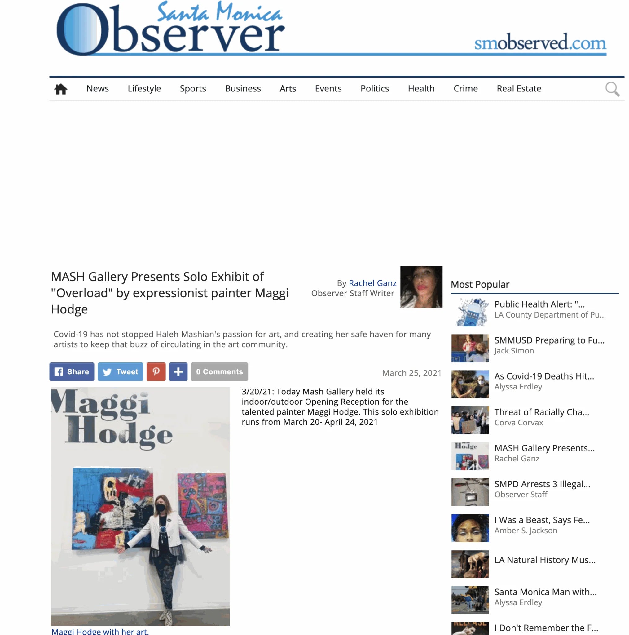 MASH Gallery Presents Solo Exhibit of ”Overload” by expressionist painter Maggi Hodge