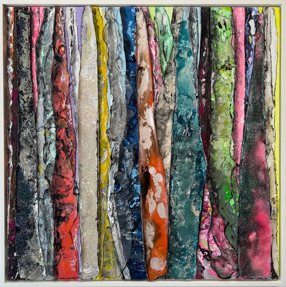 Untamed Stillness by Haleh Mashian, textured abstract painting with glitter and resin